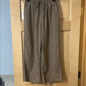 White Birch Brown Wide-Leg Capris